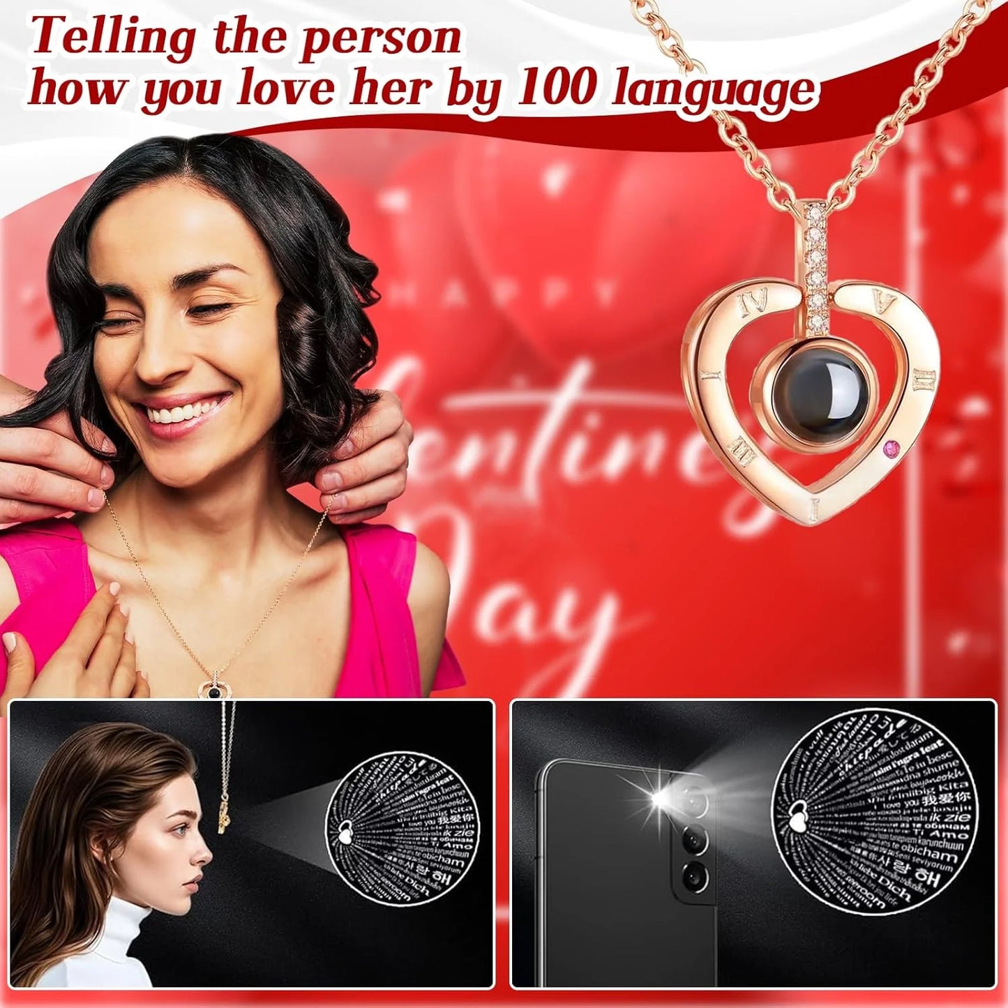 Preserved Flower Real Rose with Heart Necklace, Eternal Flower Gift Box for Mom,Girlfriend,Wife,Grandma on Valentine'S Day,Mother'S Day,Anniversary