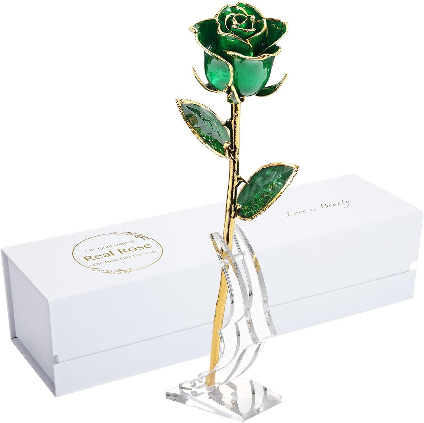 Romantic Rose Gift for Her,Eternity Gold Rose Flower 24K Gold Dipped Rose and Romantic Gift for Her Rose,Skyblue with Stand