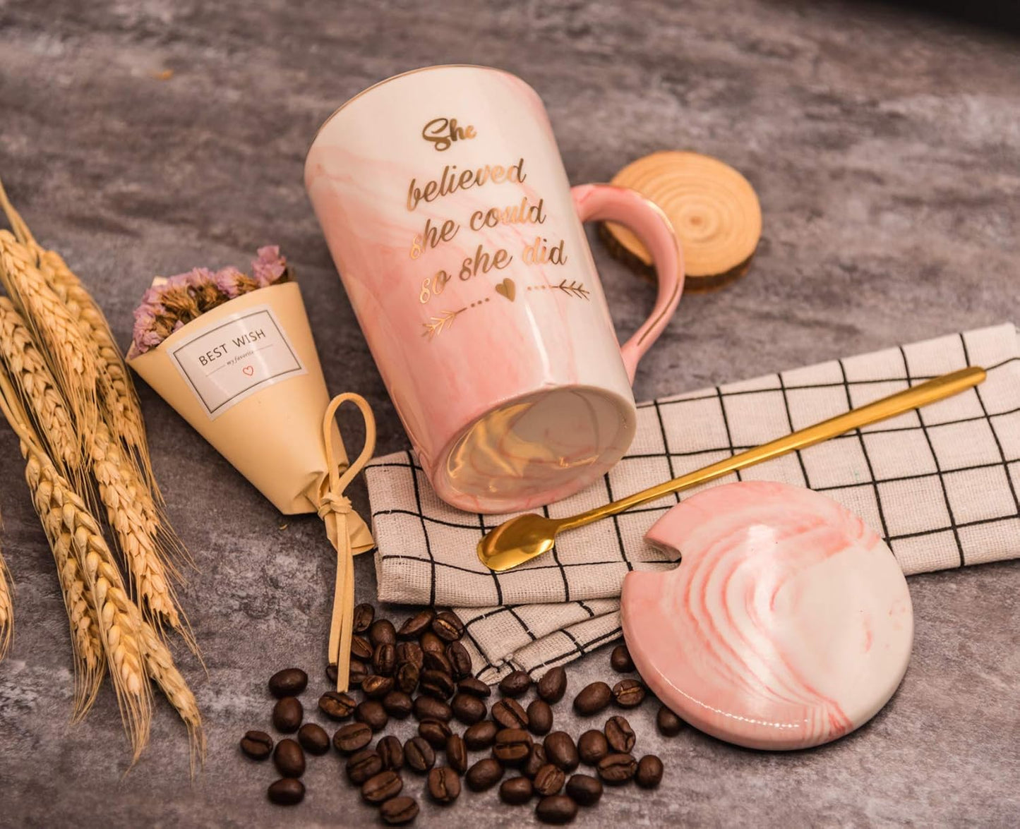 She Believed She Could so She Did Coffee Mug - Congratulations Graduation Gifts for Her Women Girl Daughter College Nursing - Cute Motivational Inspiritional 12.5Oz Pink Ceramic Cup + Gift Box