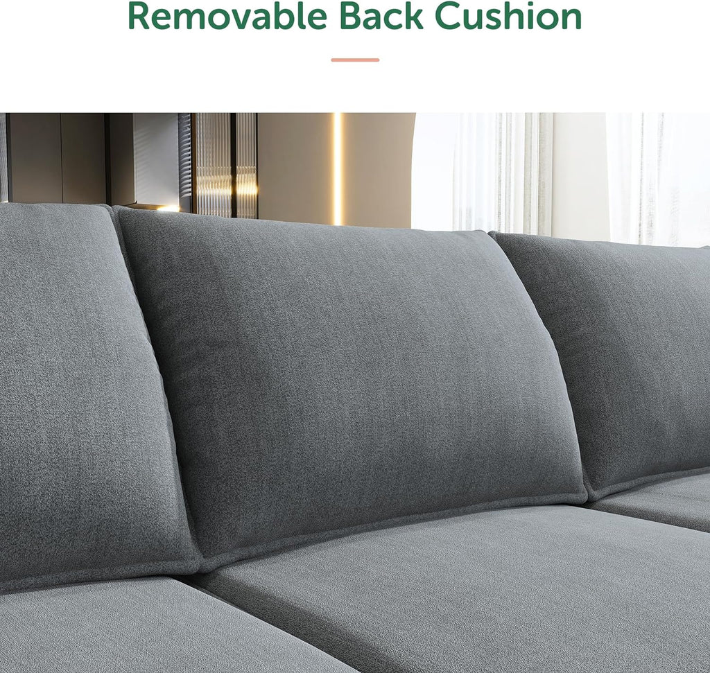 HONBAY Modular Sectional Sofa U Shaped Sectional Couch with Reversible Chaise Modular Couch with Storage, Bluish Grey