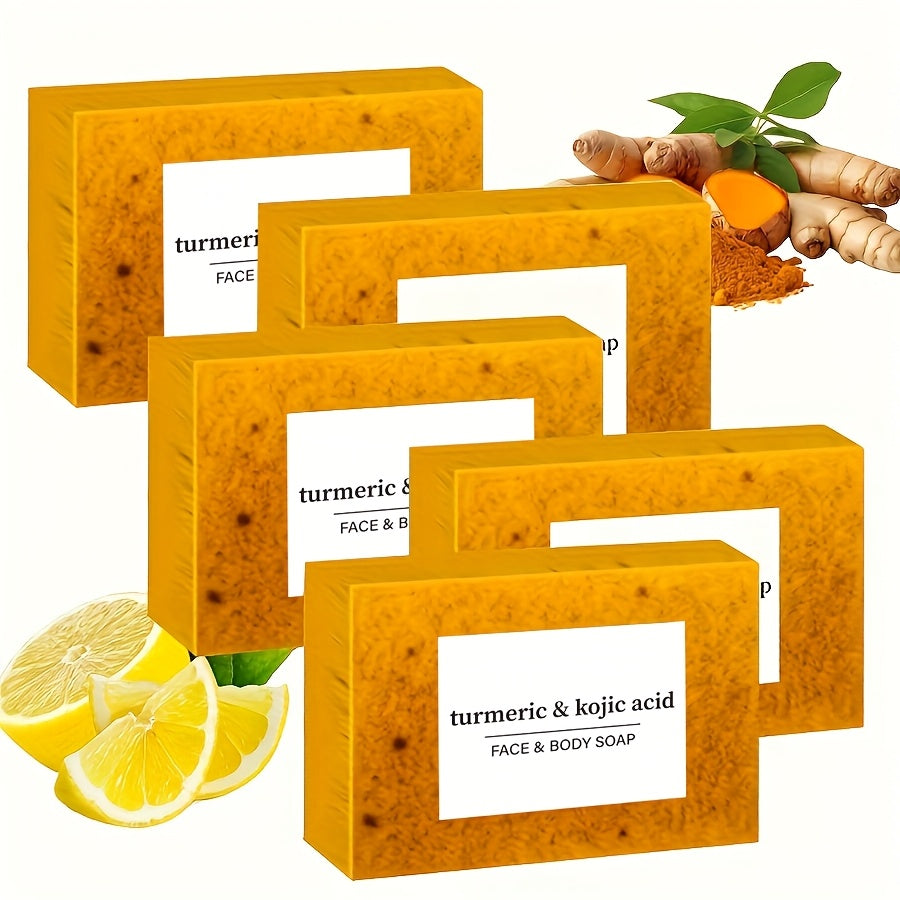 Turmeric and Kojic Acid Soap - Moisturizing, Unisex-Adult, Deeply Cleanses and Moisturizes - Rich in Turmeric, Vitamin E, Olive Oil, Suitable for All Types of Hair and Light Beige