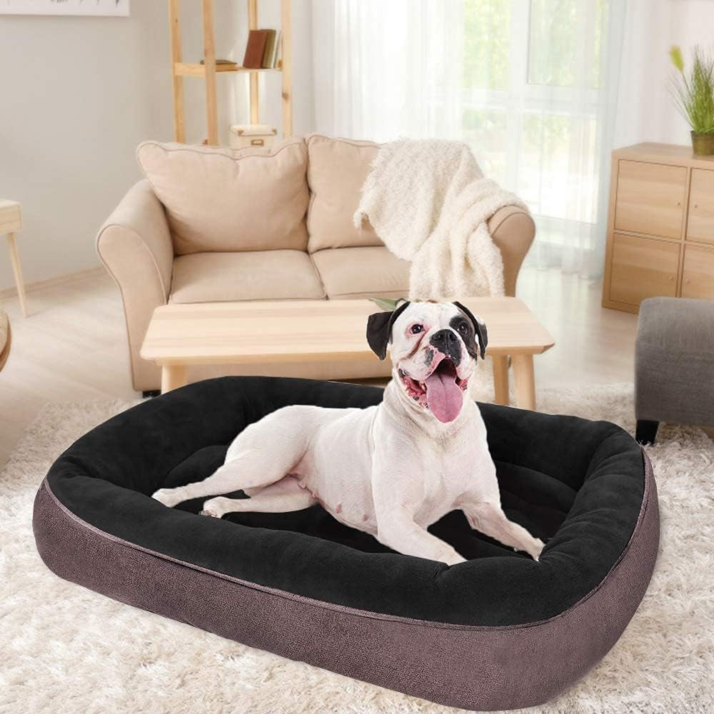 CLOUDZONE Dog Bed for Medium Dogs/Large/Small, Washable Rectangle Pet Bed Thickened Enough with Soft Coral Fleece and Non-Slip Bottom