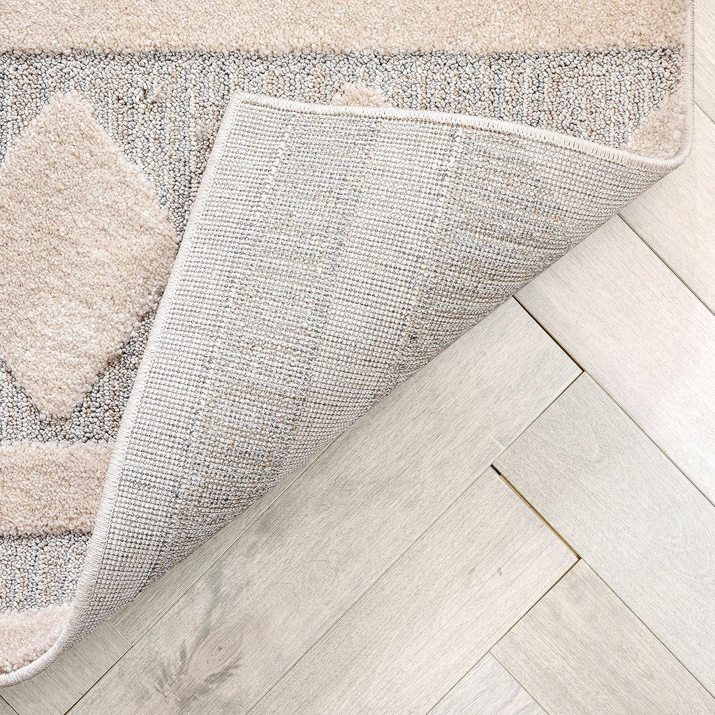 Well Woven Harlow Zara Tribal Moroccan Diamond Pattern Beige High-Low 5'3" X 7'3" Area Rug