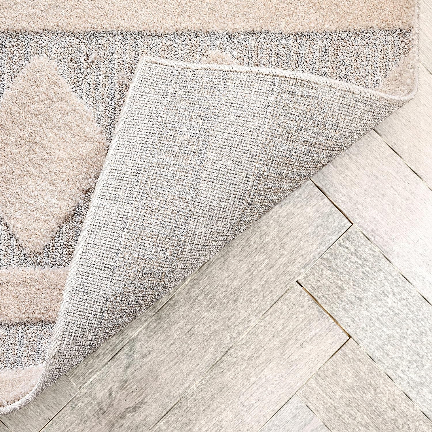 Well Woven Harlow Zara Tribal Moroccan Diamond Pattern Beige High-Low 5'3" X 7'3" Area Rug