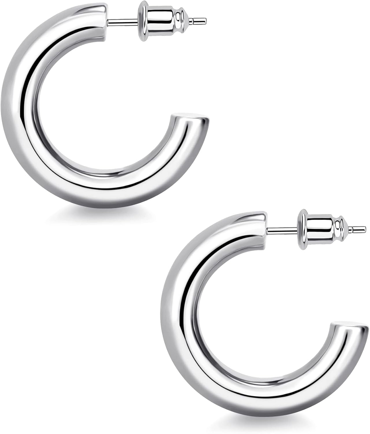 Wowshow Gold Hoop Earrings, 14K Gold Plated Chunky Small Hoop Earrings for Women Lightweight Jewelry Gifts 14/20/30/35/45MM