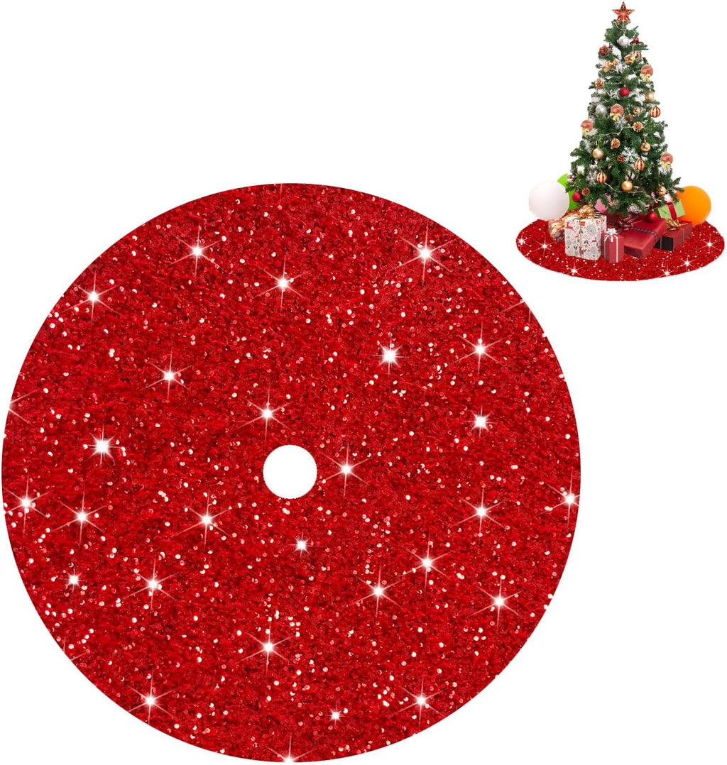 FUHSY Christmas Tree Skirt Pink Tree Skirt 46 Inch Sequintree Skirt Velvet Tree Floor Carpet Holiday Ornaments Glittery Xmas Skirt for Thanksgiving Pink Christmas Decorations Christmas Skirt Tree