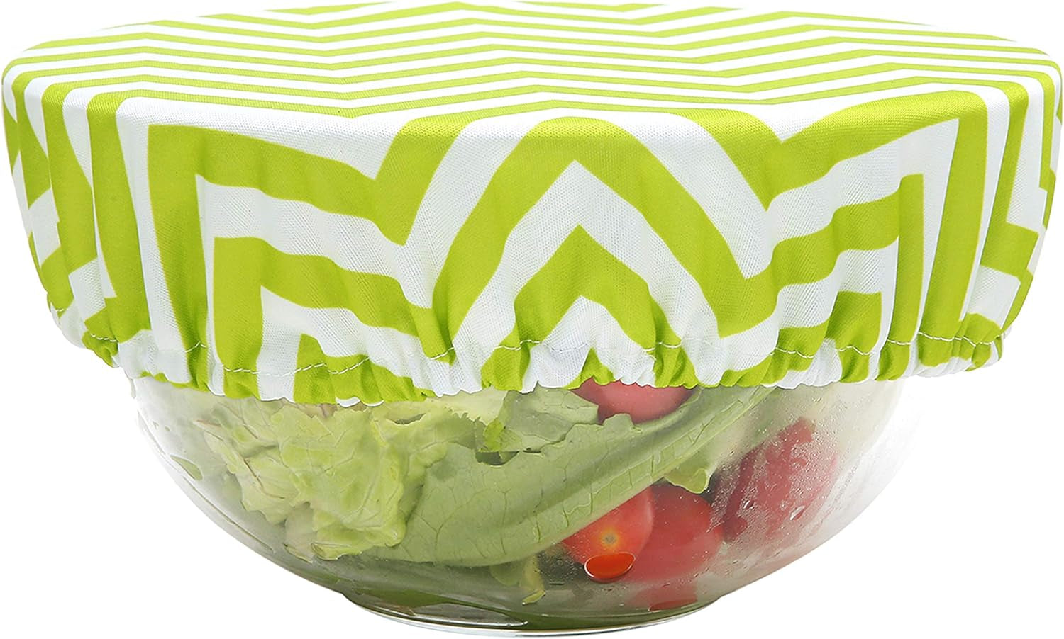 Wegreeco Elastic Reusable Bowl Covers for Bread Proofing, Fabric Cloth Sourdough Bowl Covers for Proofing - Set of 3, Chevron Green