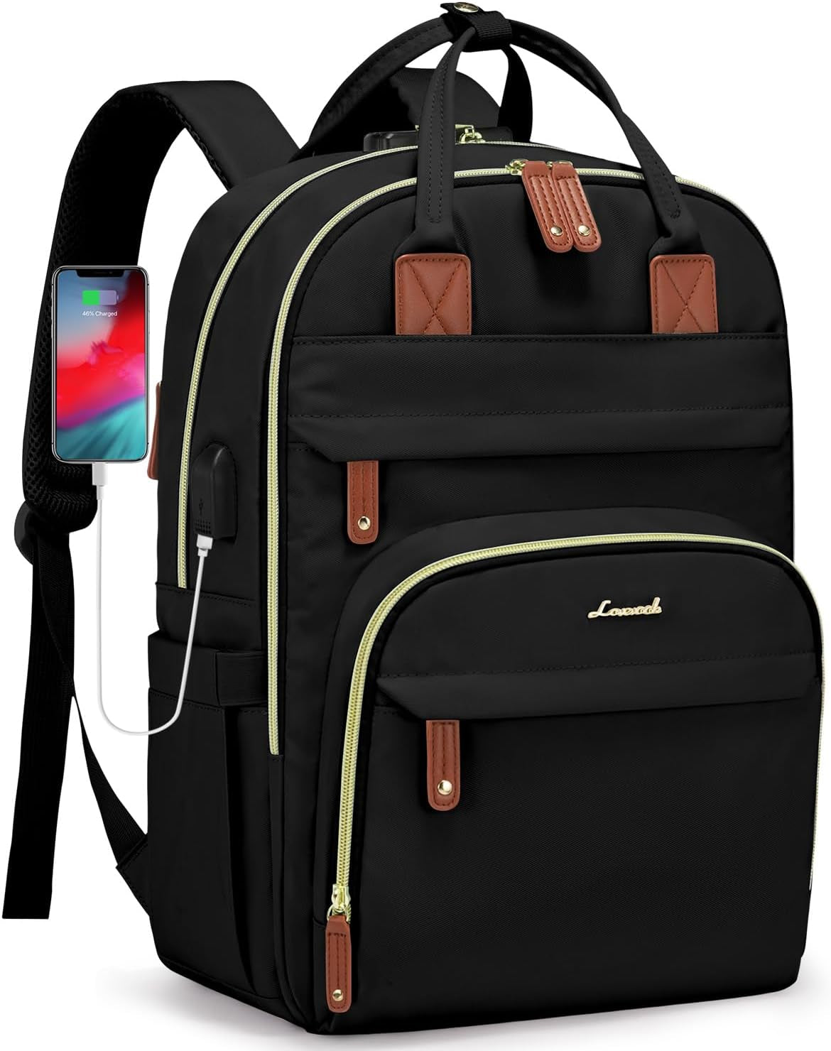 LOVEVOOK Laptop Backpack for Women & Men, Unisex Travel Anti-Theft Work Bag, Business Computer College Backpacks Purse, Casual Hiking Outdoor Carry on Daypack with Lock, Fits 15.6 Inch Laptop, Grey