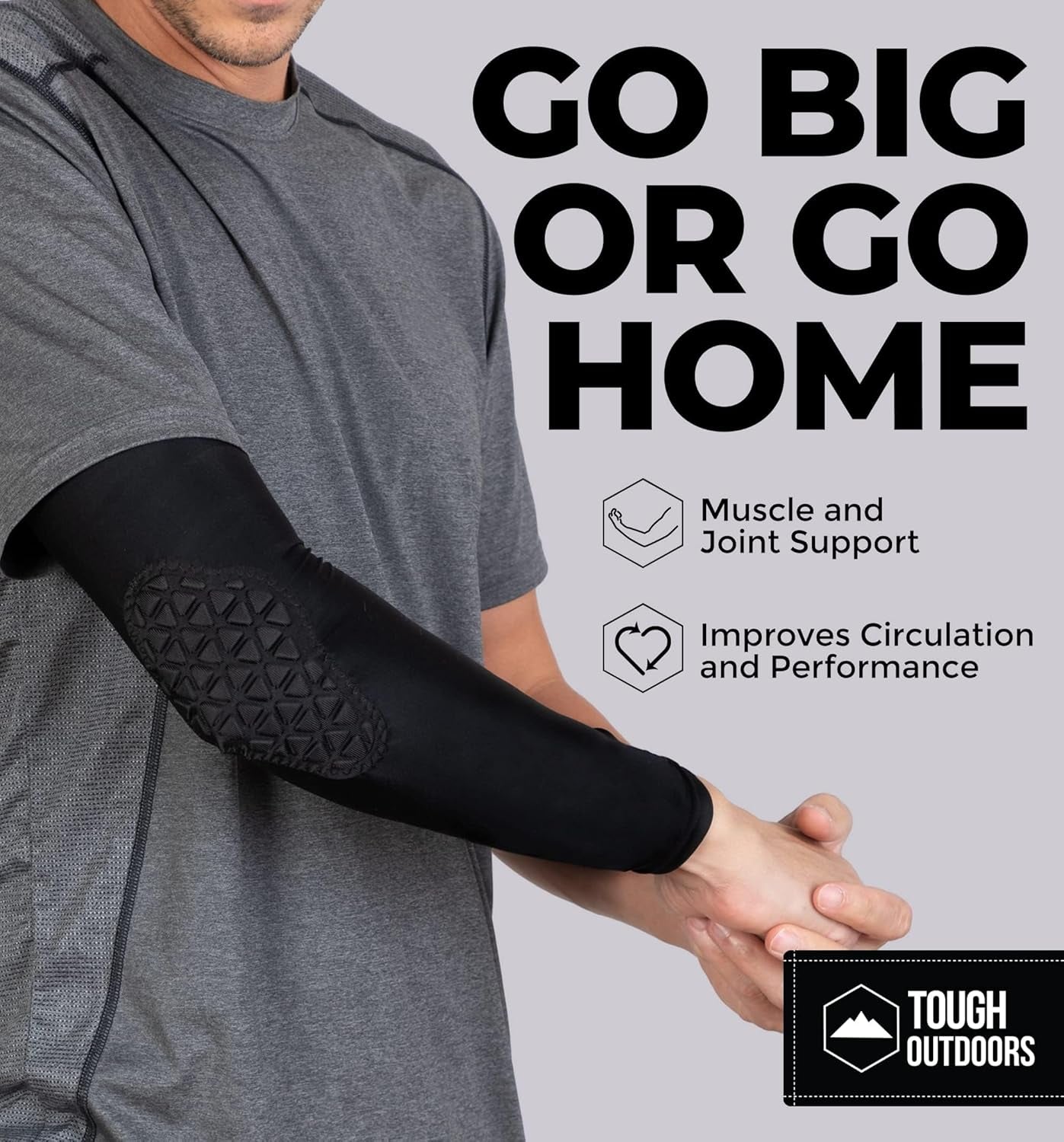 Tough Outdoors Padded Arm Sleeve - Padded Elbow Sleeve, Basketball Arm Sleeve - Volleyball Elbow Sleeve, Football Arm Pad