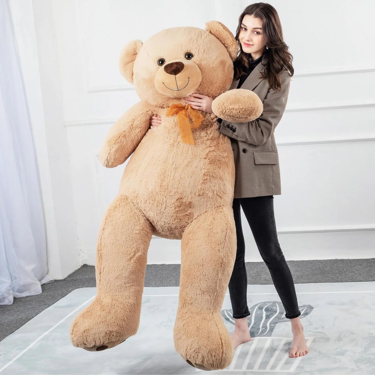 5Ft Giant Teddy Bear Stuffed Animals Life Size Large Plush Brown Teddy Bear with Footprints