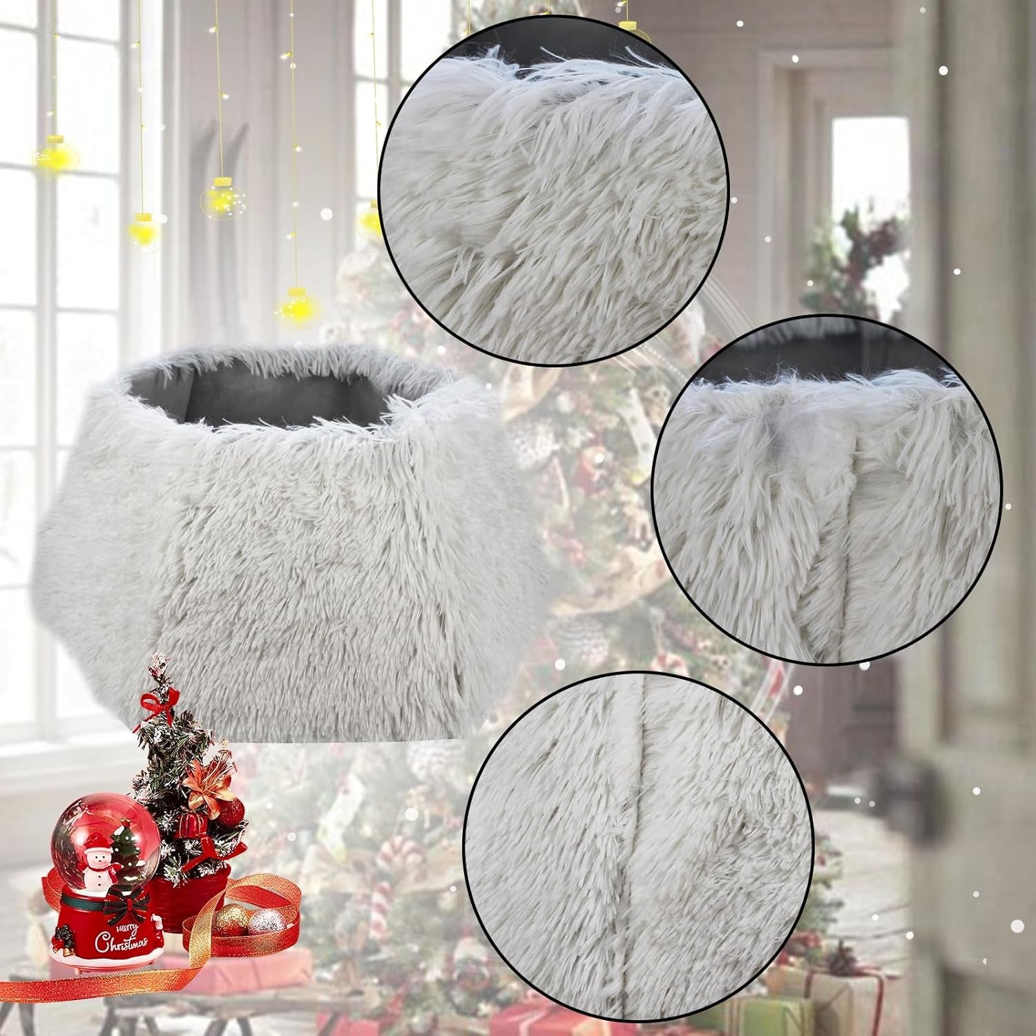 SHENG HONG 22 Inch Christmas Tree Collar Christmas Tree Skirts Tree Ring Christmas Decorations for Party Holiday Home Decoration