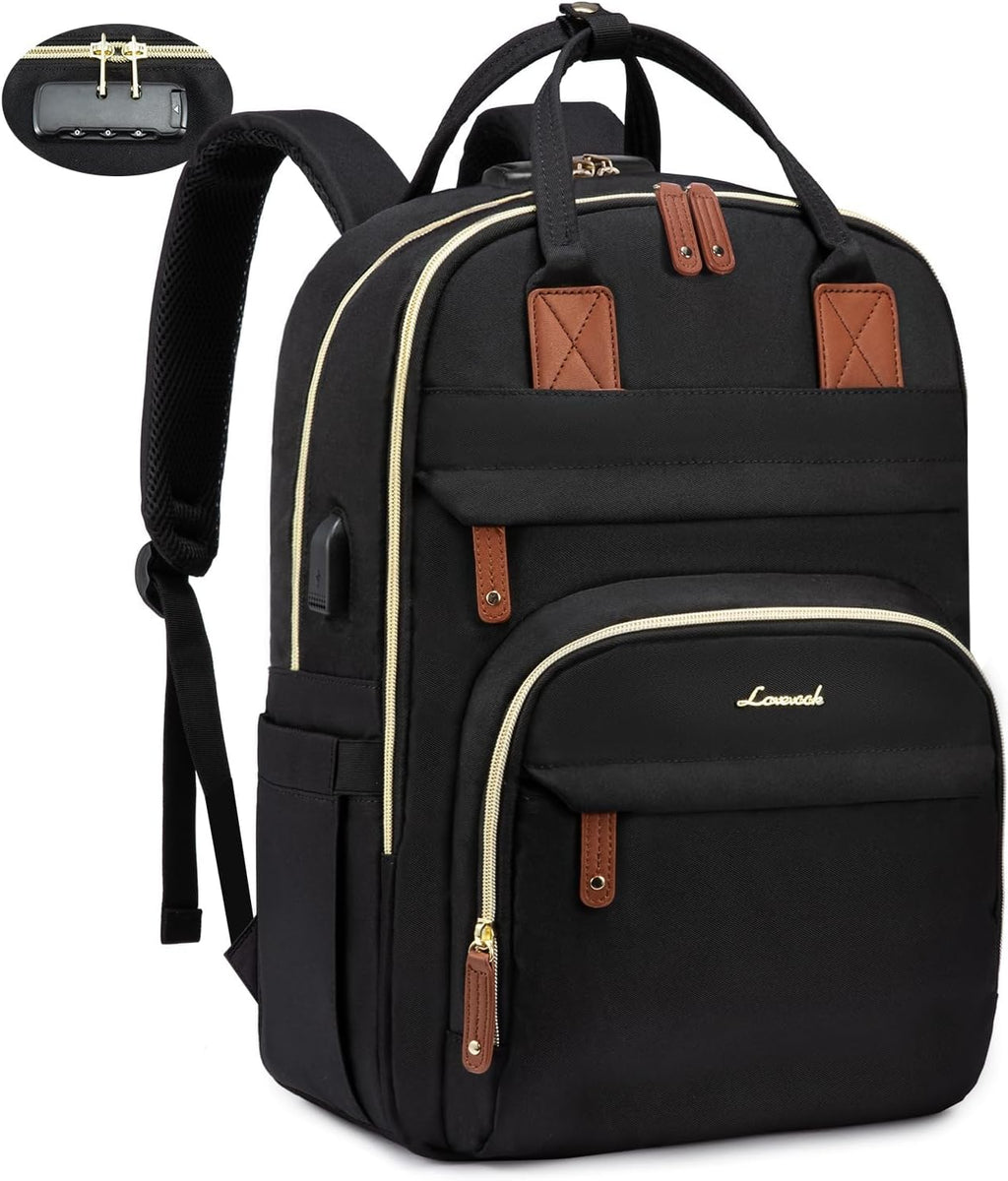 LOVEVOOK Laptop Backpack for Women & Men, Unisex Travel Anti-Theft Work Bag, Business Computer College Backpacks Purse, Casual Hiking Outdoor Carry on Daypack with Lock, Fits 15.6 Inch Laptop, Grey