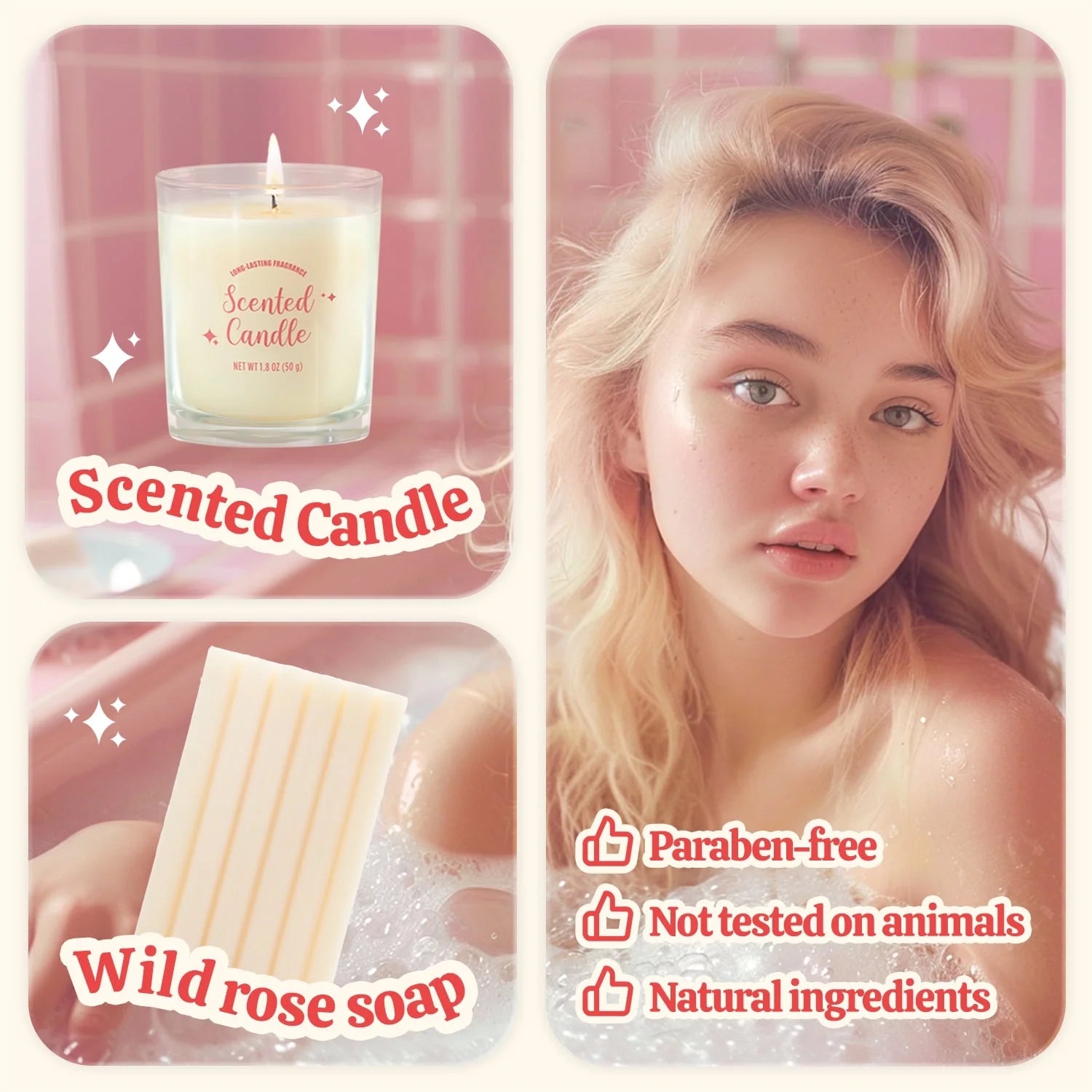 Spa Gift Sets for Women - 9Pcs Rose Bath Set, Valentines Day Gifts for Mom