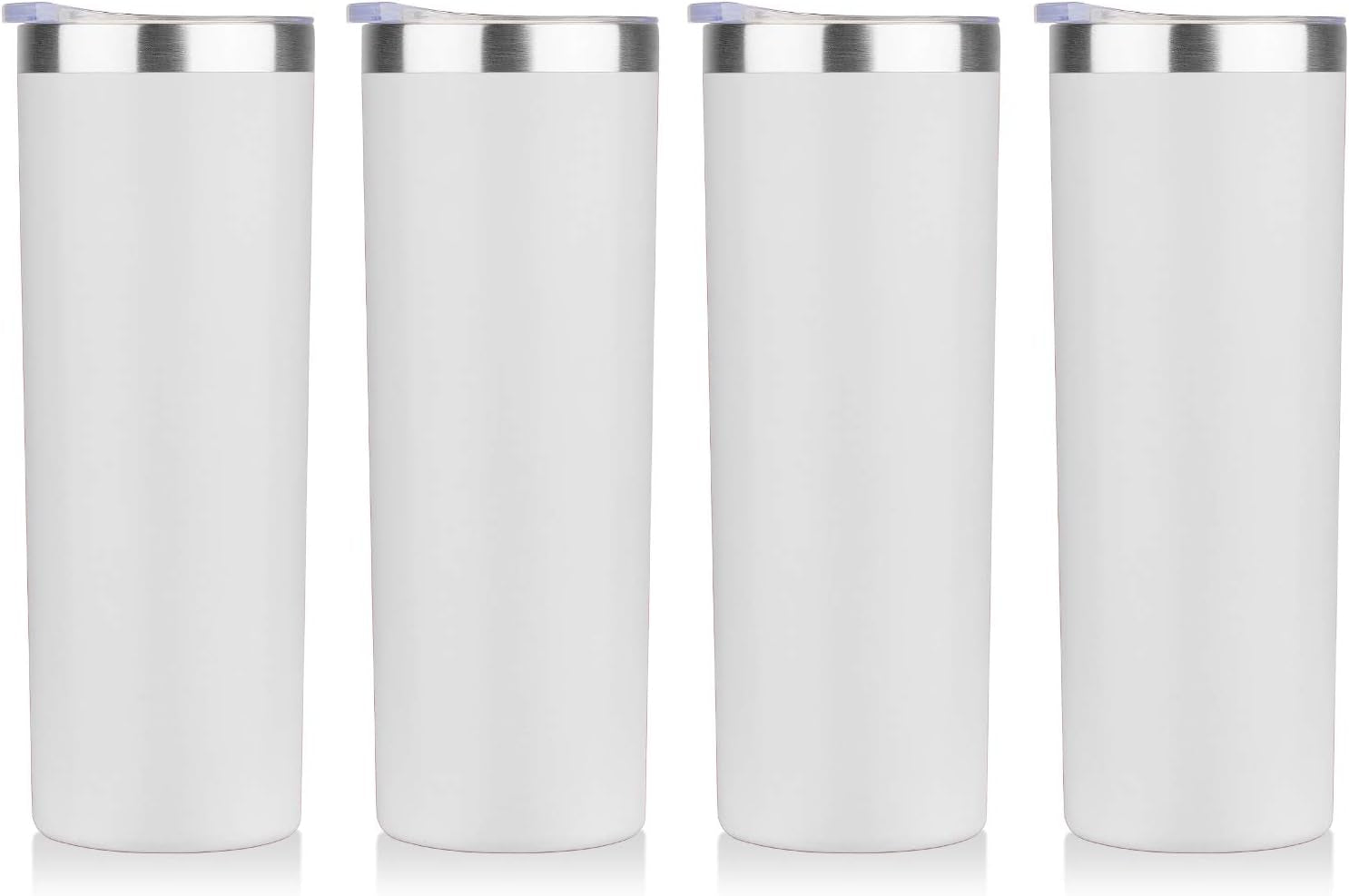 HASLE OUTFITTERS 20 Oz Skinny Tumblers Bulk Set, Stainless Steel Insulated Slim Tumblers with Lids Travel Water Cups(Stainless Steel, 8)