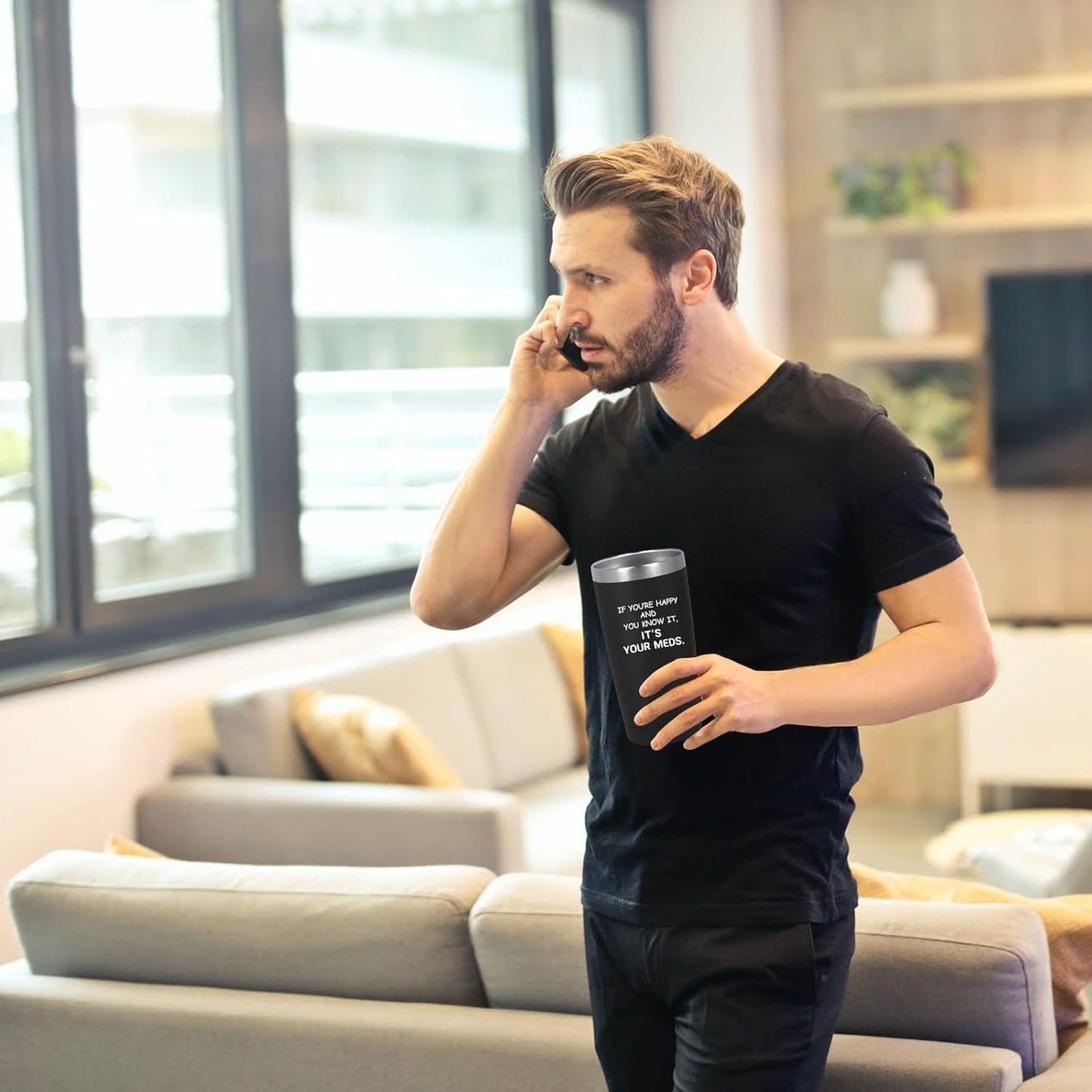 Funny Insulated Stainless Steel Tumbler - It'S Your Meds Coffee Tumbler with Lid, Novelty Birthday Christmas Nursing Graduation Gift for Nurse Doctor Wife Husband Mom Dad Coworker Friends (Black)