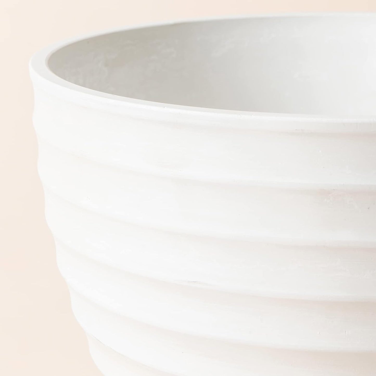 LA JOLIE MUSE Flower Pot Outdoor Indoor Planter - 10.2 Inch Fluted Plant Pot Garden Planter, White Stone