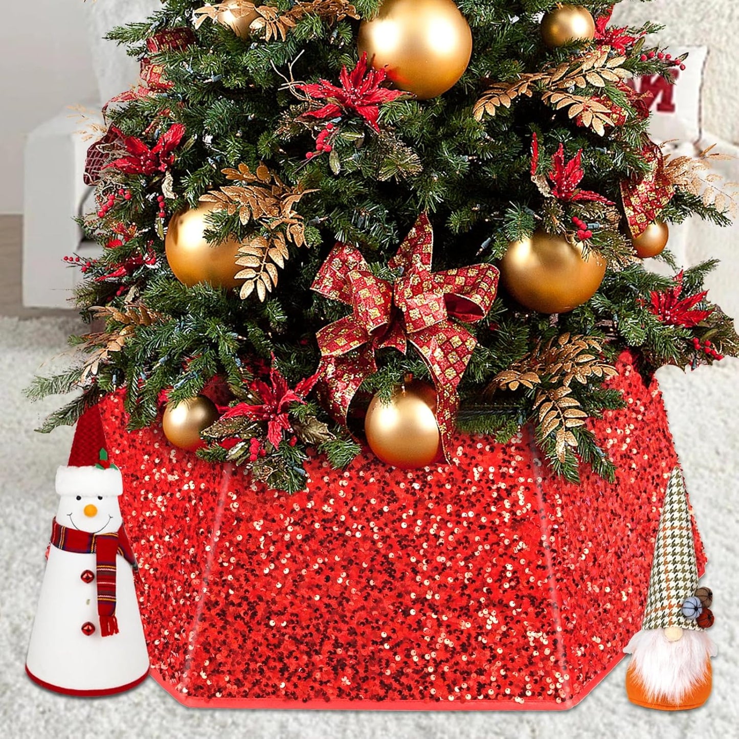 SHENG HONG 22 Inch Christmas Tree Collar Christmas Tree Skirts Tree Ring Christmas Decorations for Party Holiday Home Decoration