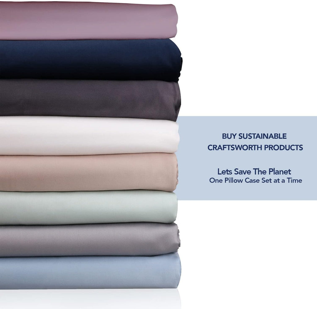 CRAFTSWORTH 100% Organic Cotton Sheets Twin 3 Piece Set Beige Extra Deep Pocket Sheet Sets Flat Sheet Fitted Sheet Pillowcase Better than Percale Hotel Luxury Quality Sheet GOTS Certified