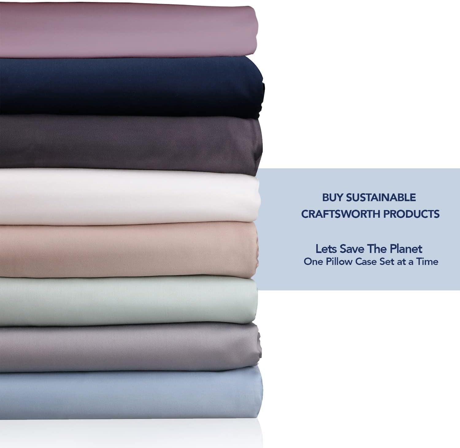 CRAFTSWORTH 100% Organic Cotton Sheets Twin 3 Piece Set Beige Extra Deep Pocket Sheet Sets Flat Sheet Fitted Sheet Pillowcase Better than Percale Hotel Luxury Quality Sheet GOTS Certified