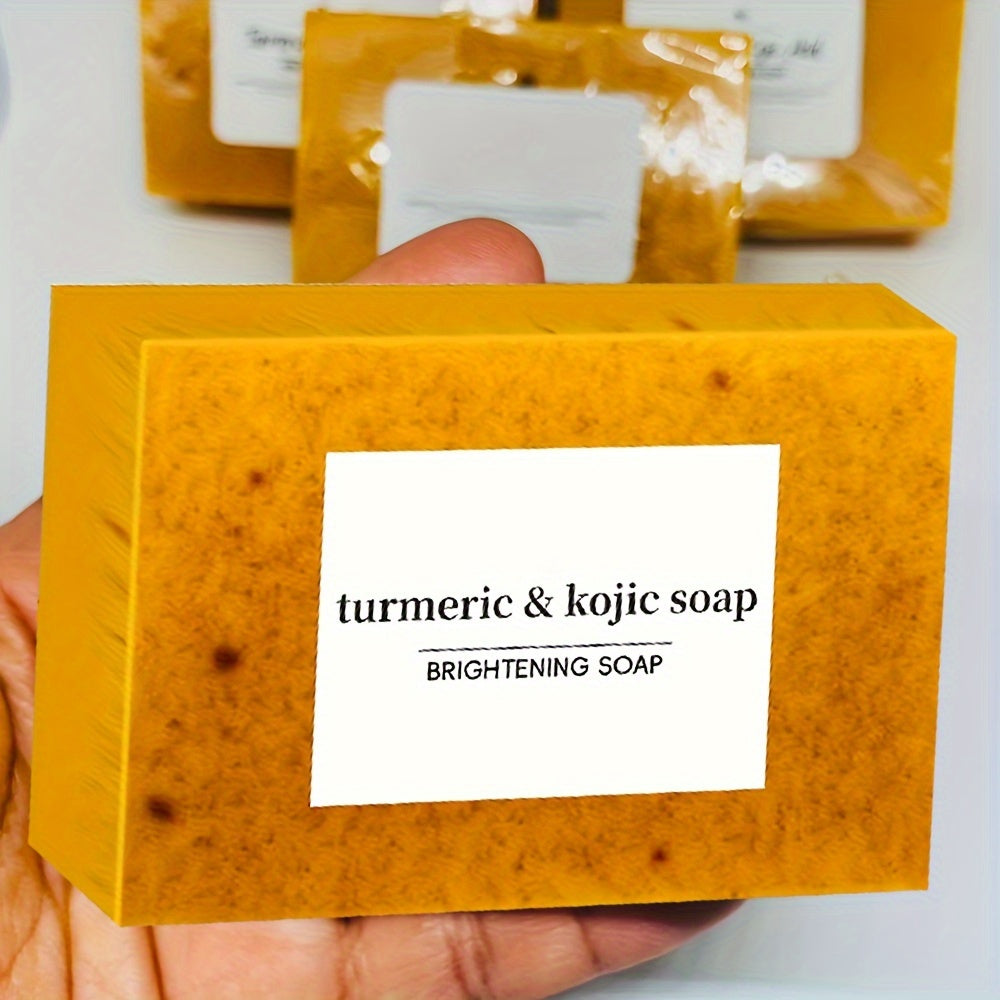 Turmeric and Kojic Acid Soap - Moisturizing, Unisex-Adult, Deeply Cleanses and Moisturizes - Rich in Turmeric, Vitamin E, Olive Oil, Suitable for All Types of Hair and Light Beige