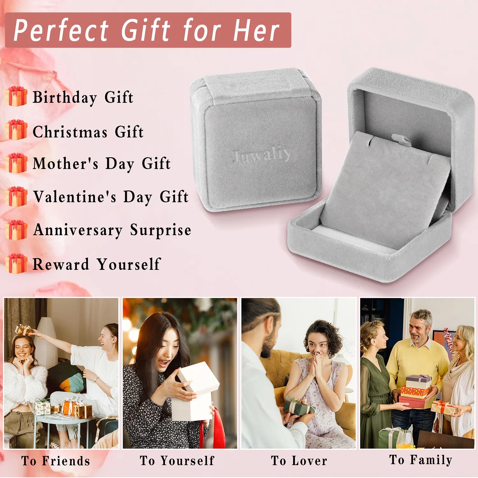 15MM Women Rose Heart Necklace October Birthstone 925 Sterling Silver Butterfly Flower Pendant Pink Tourmaline Jewelry Mother Valentine'S Day Gifts