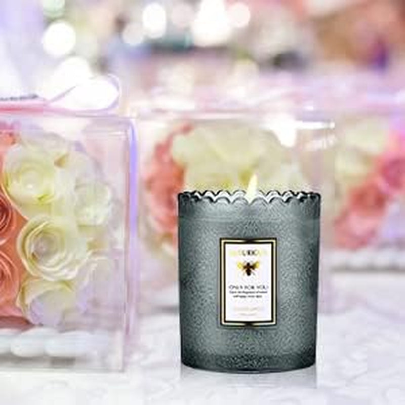Valentines Day Decor Candles for Home Scented Natural Soy Wax Women Happy Birthday Set Kindle Aromatherapy Candle Gifts Large Glass Jar Pack Aesthetic Romantic Best Decorative (Gray)