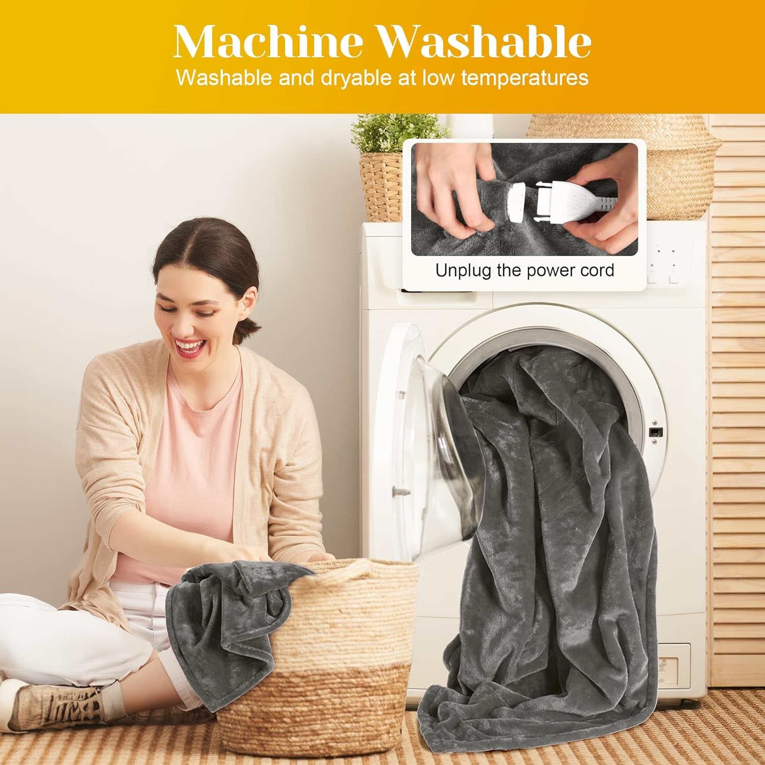 SUNVIVI Heated Blanket King Size, Heating Electric Throw Blanket Dual Control, 10 Heat Settings, 12 Hours Auto Off, Machine Washable, ETL Certified, Overheating Protection, Grey