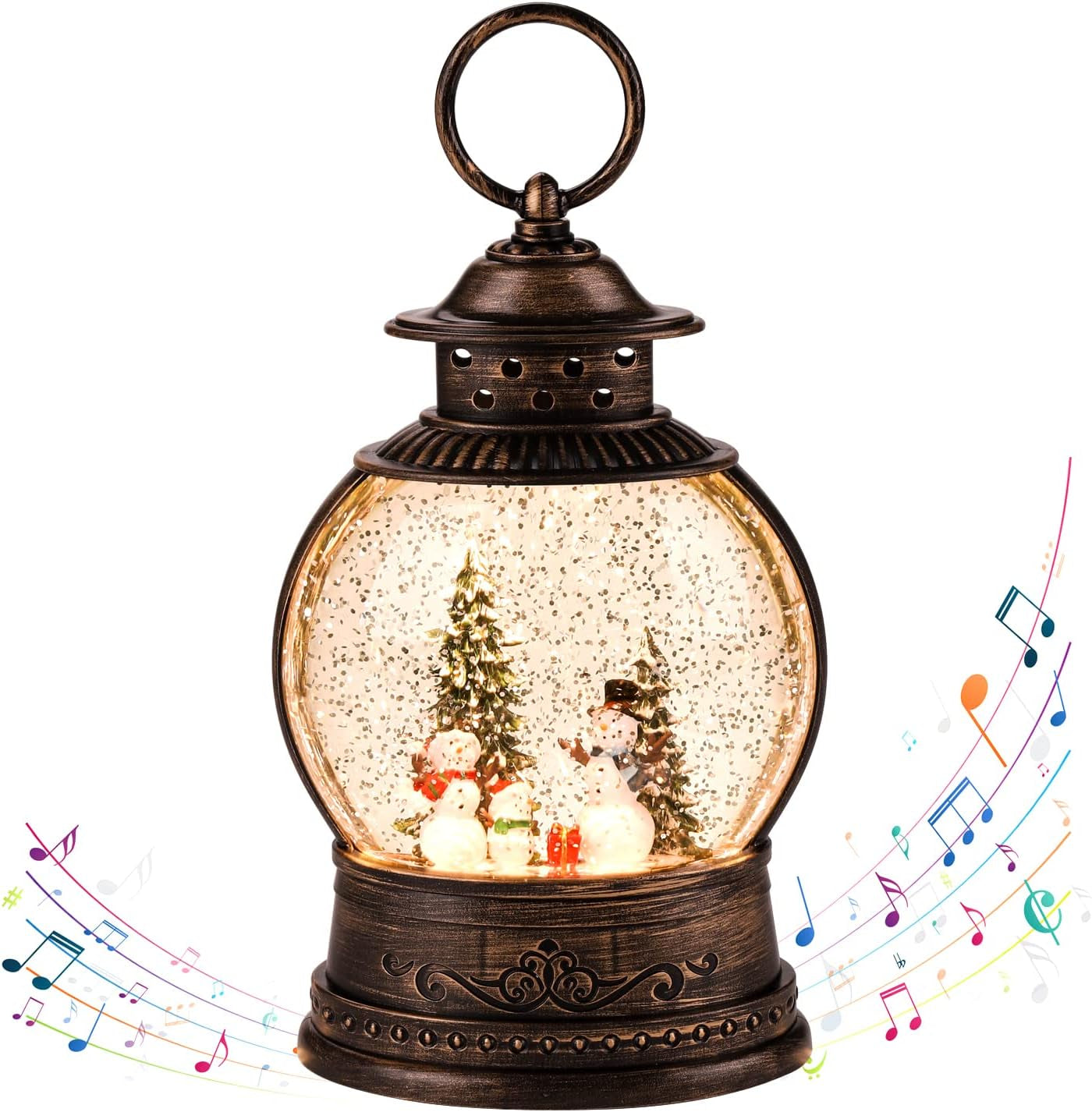 Snow Globe Christmas Decorations Musical Snow Globe Lantern, Christmas Table Lantern Caroler Lighted Water Lanterns USB & Battery Operated, Christma Decor Indoor and Xmas Gifts