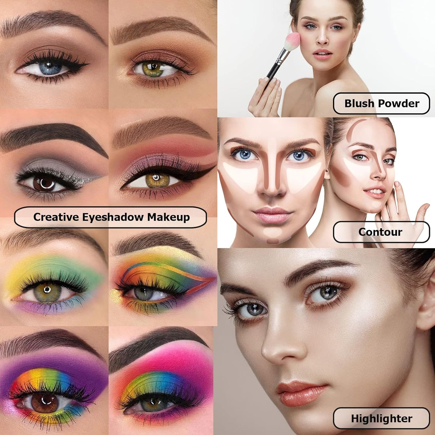 UCANBE Eyeshadow Palette with 15Pcs Brushes Makeup Set, Pigmented 86 Colors Make up Sets Valentine'S Day Gift, Matte Shimmer Glitter Eye Shadow Pallet Highlighter Contour Blush Powder Brush Beauty Kit