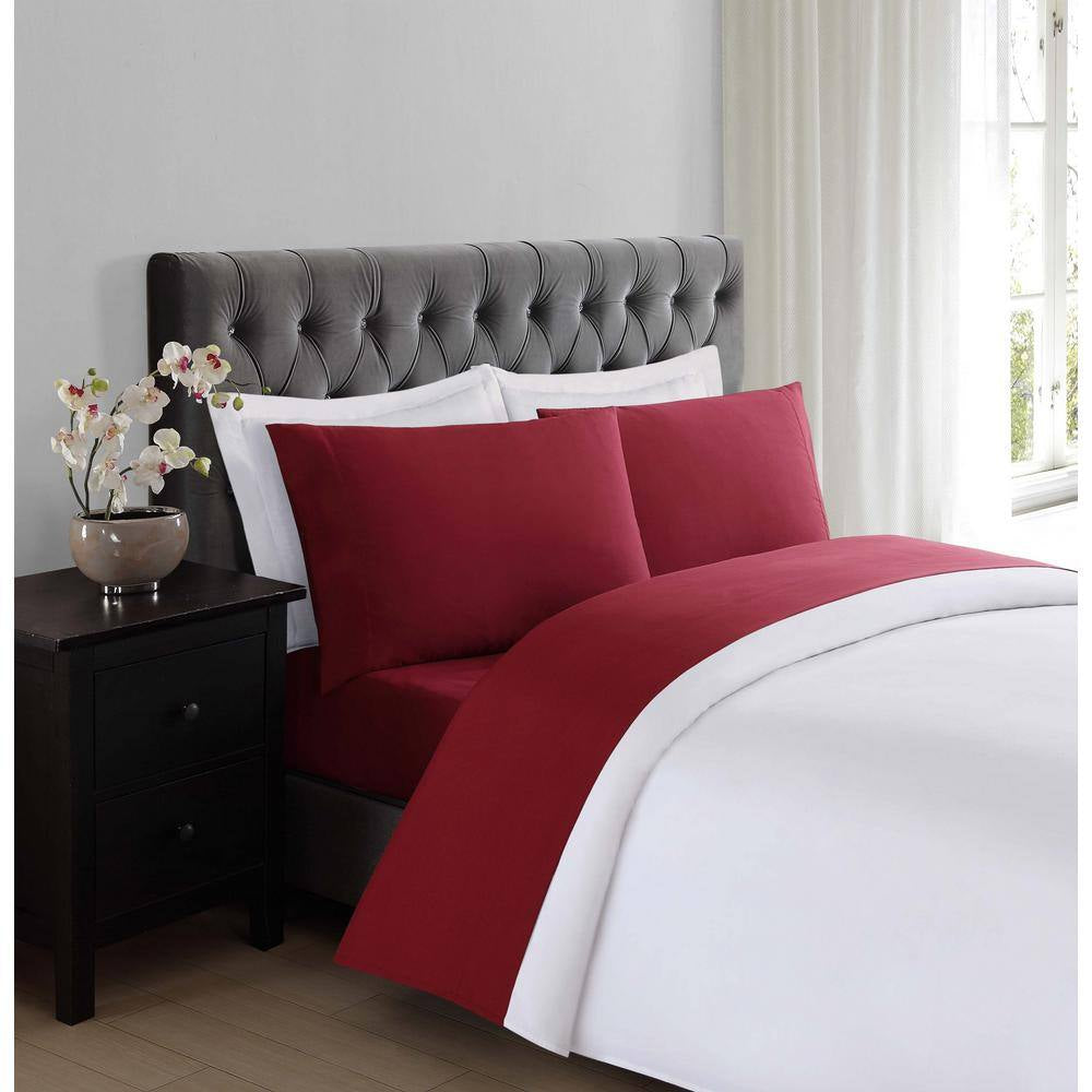 Burgundy 4-Piece Solid 180 Thread Count Microfiber King Sheet Set