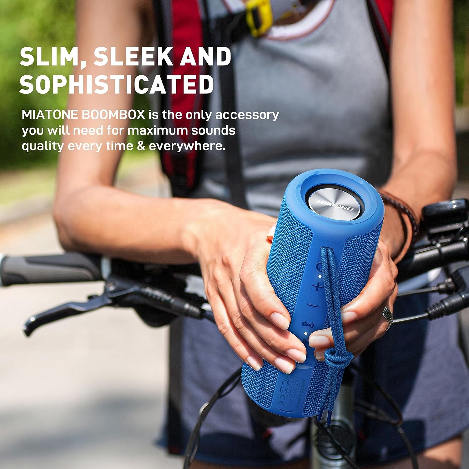 MIATONE Boombox Outdoor Portable Bluetooth Speakers Wireless Speaker Waterproof - Blue