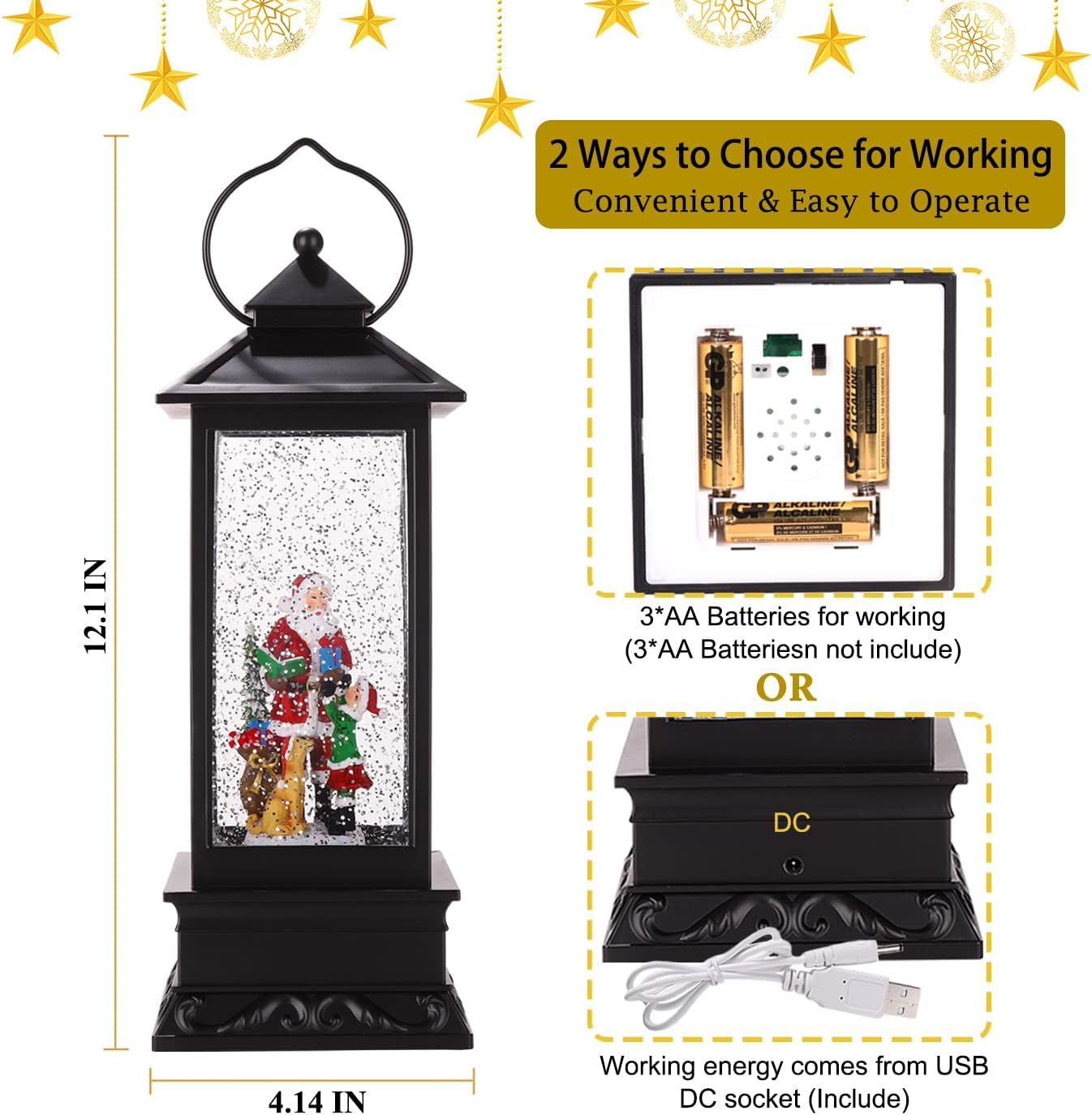 Snow Globe Christmas Decorations Musical Snow Globe Lantern, Christmas Table Lantern Caroler Lighted Water Lanterns USB & Battery Operated, Christma Decor Indoor and Xmas Gifts
