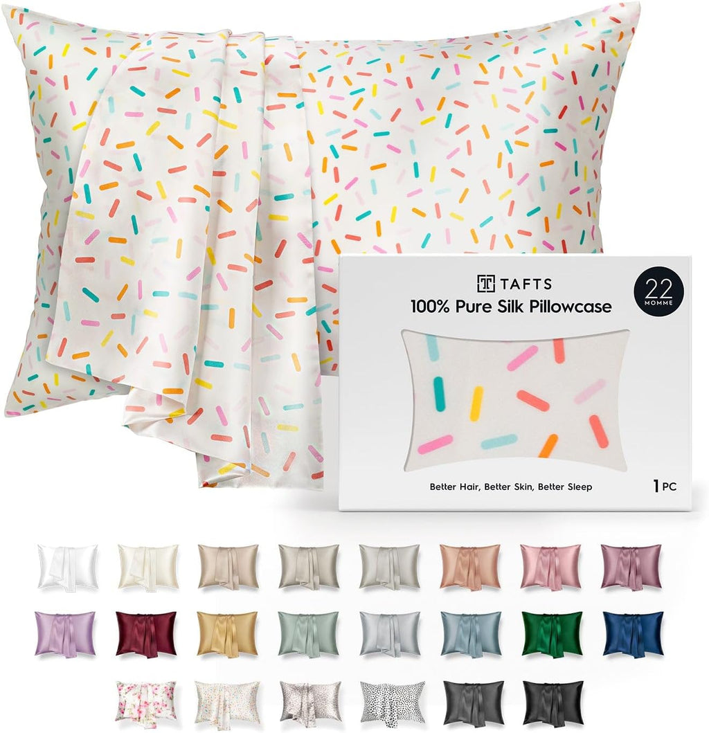 Tafts Pillow Cases - 22Mm 100% Pure Mulberry 6A Silk Pillowcase for Hair & Skin with Zipper Closure, Cooling, Natural, Organic, Double Sided Silk Pillow Case (Midnight Black, Queen 20X30 1Pc)