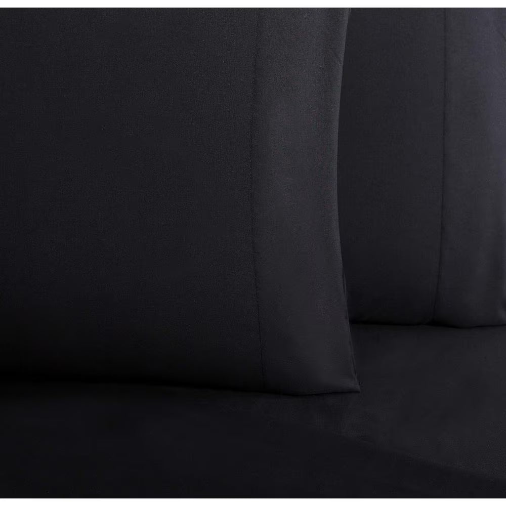 Black 3-Piece Solid 180 Thread Count Microfiber Twin Sheet Set