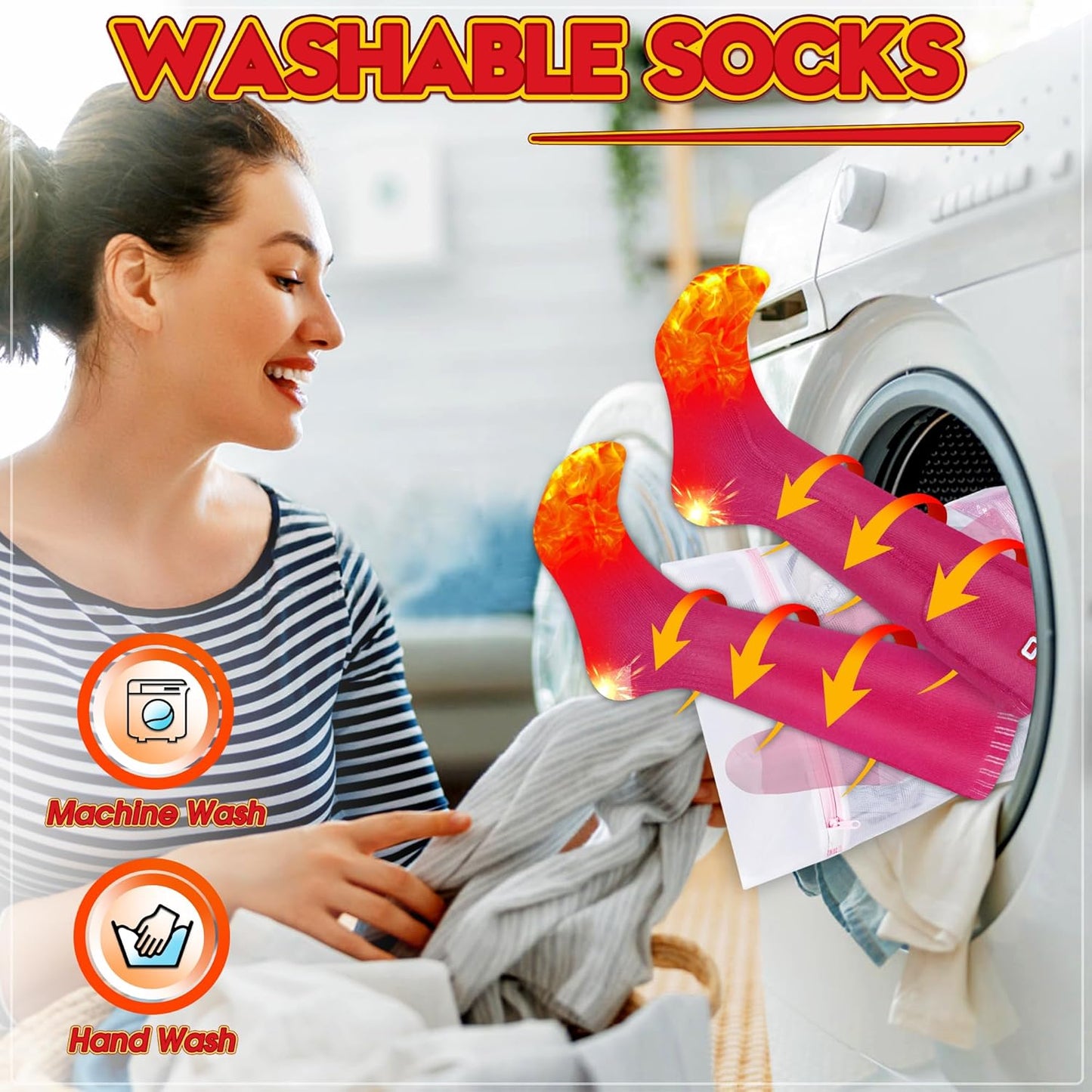 Women Girls Battery Socks Rechargeable Electric Heated Socks,Battery Powered Heat Insulated Socks Kit Winter Warm Thermal Heating Socks,Cold Weather Battery Sock Ski Hunt Bike Foot Warmer