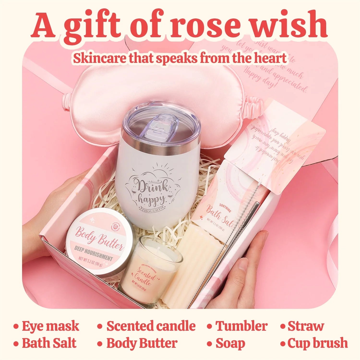 Spa Gift Sets for Women - 9Pcs Rose Bath Set, Valentines Day Gifts for Mom