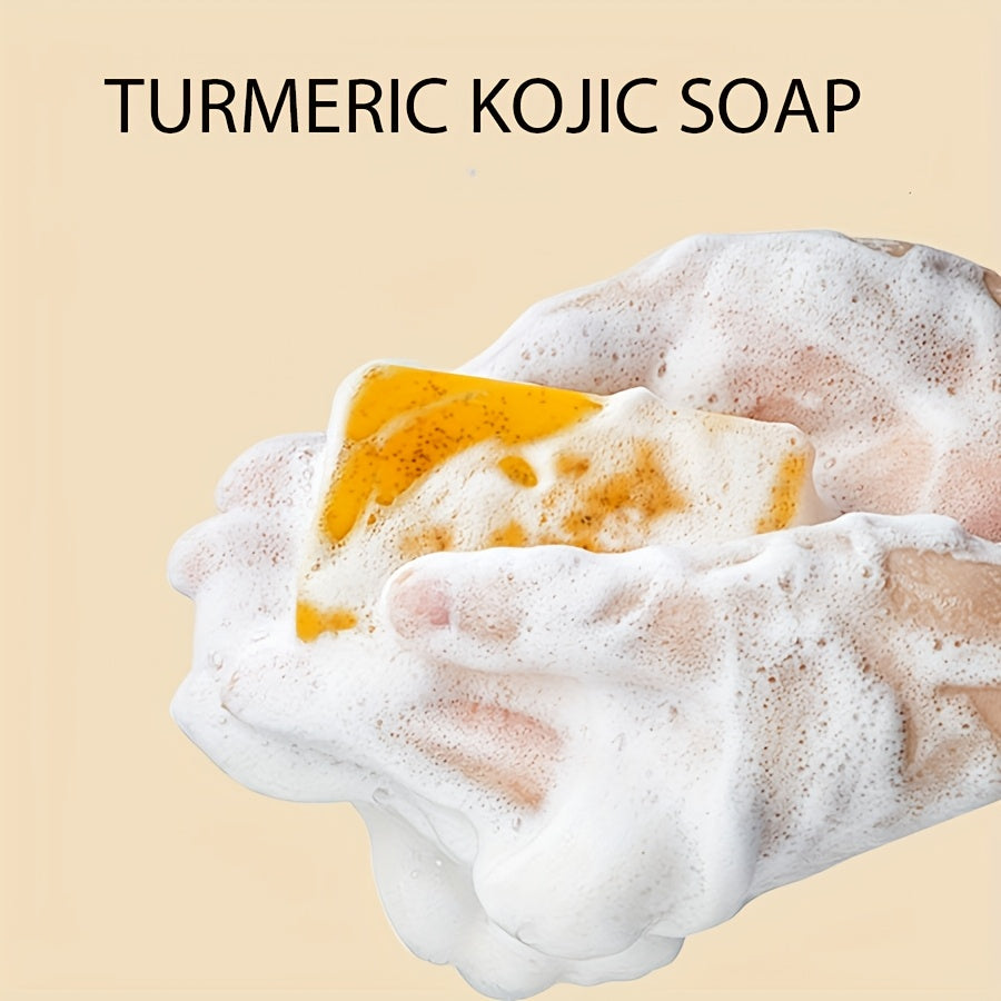 Turmeric and Kojic Acid Soap - Moisturizing, Unisex-Adult, Deeply Cleanses and Moisturizes - Rich in Turmeric, Vitamin E, Olive Oil, Suitable for All Types of Hair and Light Beige