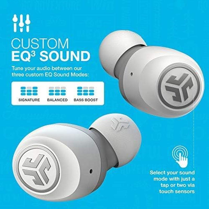 Jlab Go Air True Wireless Bluetooth Earbuds + Charging Case, Dual Connect, IP44 Sweat Resistance, Bluetooth 5.0 Connection, 3 EQ Sound Settings Signature, Balanced, Bass Boost (White)