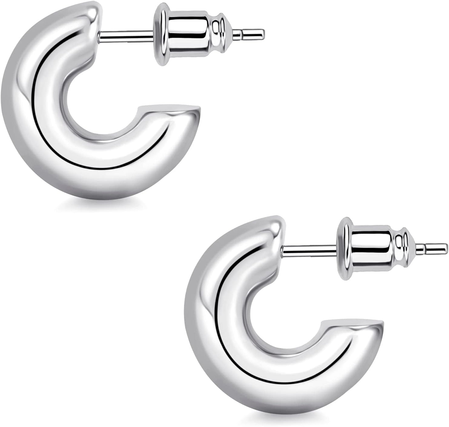 Wowshow Gold Hoop Earrings, 14K Gold Plated Chunky Small Hoop Earrings for Women Lightweight Jewelry Gifts 14/20/30/35/45MM