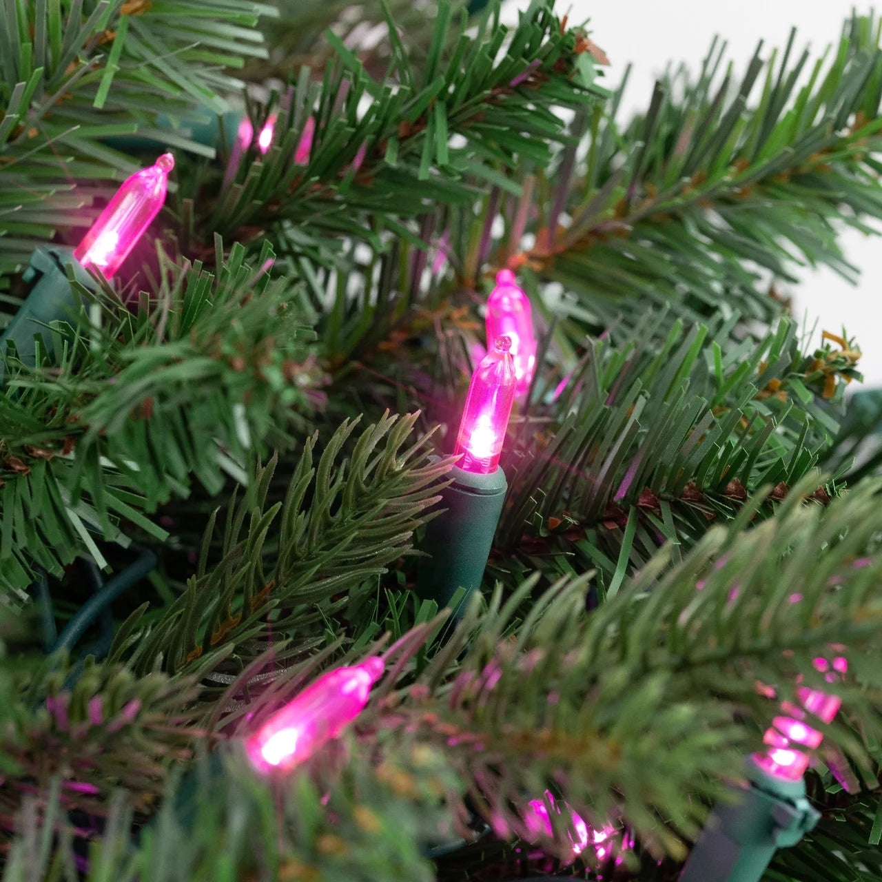 LED Mini Christmas Lights - Pink - 16.25' Green Wire - 50Ct