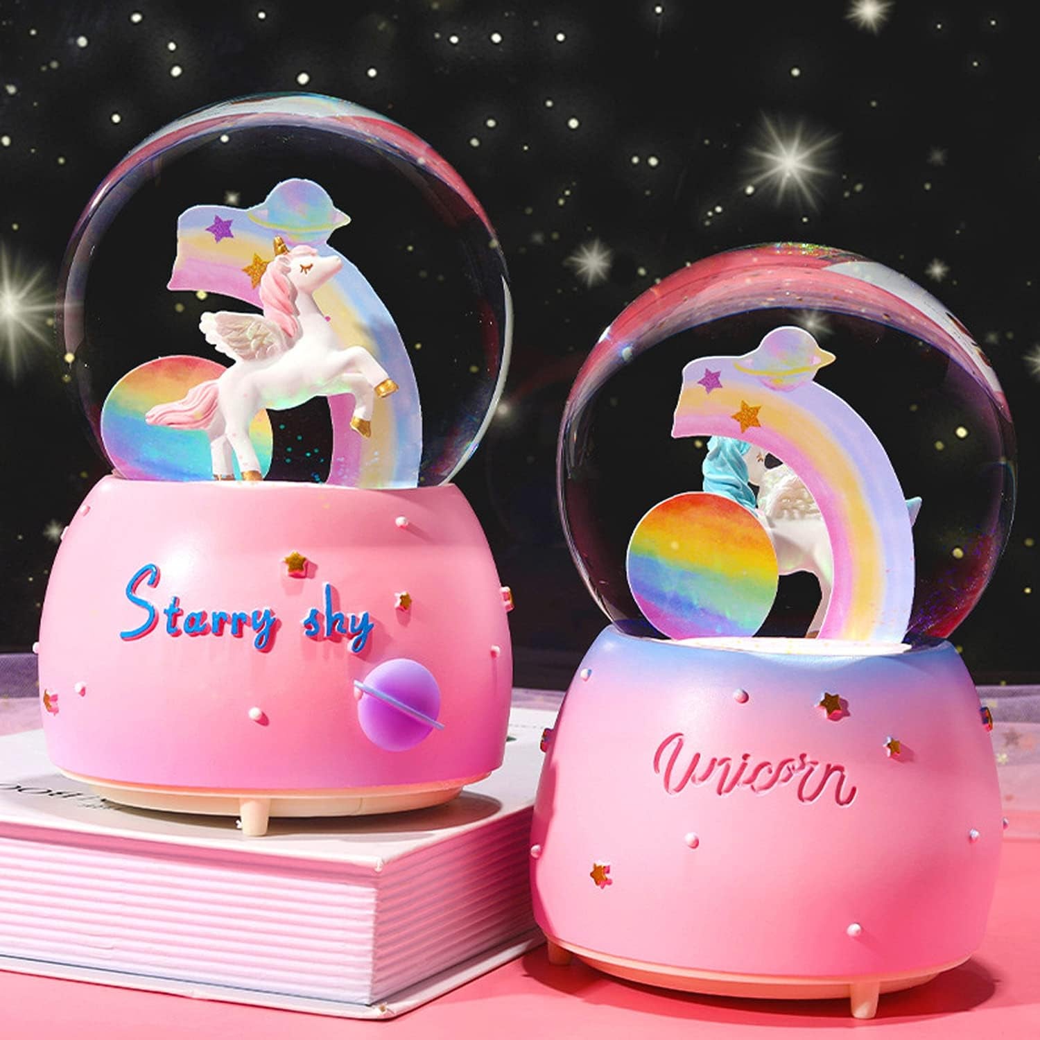 Unicorn Snow Globe for Kids, 80 MM Snow Globe with Musics, Perfect Unicorn Music Box for Granddaughters Babies Birthday