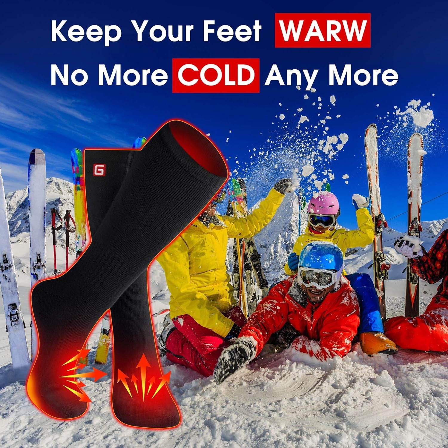 Autocastle Heated Socks for Men Women - Rechargeable Battery Electric Socks for Chronically Cold Feet - Winter Warm Thermal Washable Unisex Foot Warmer for Hunting Skiing Cycling