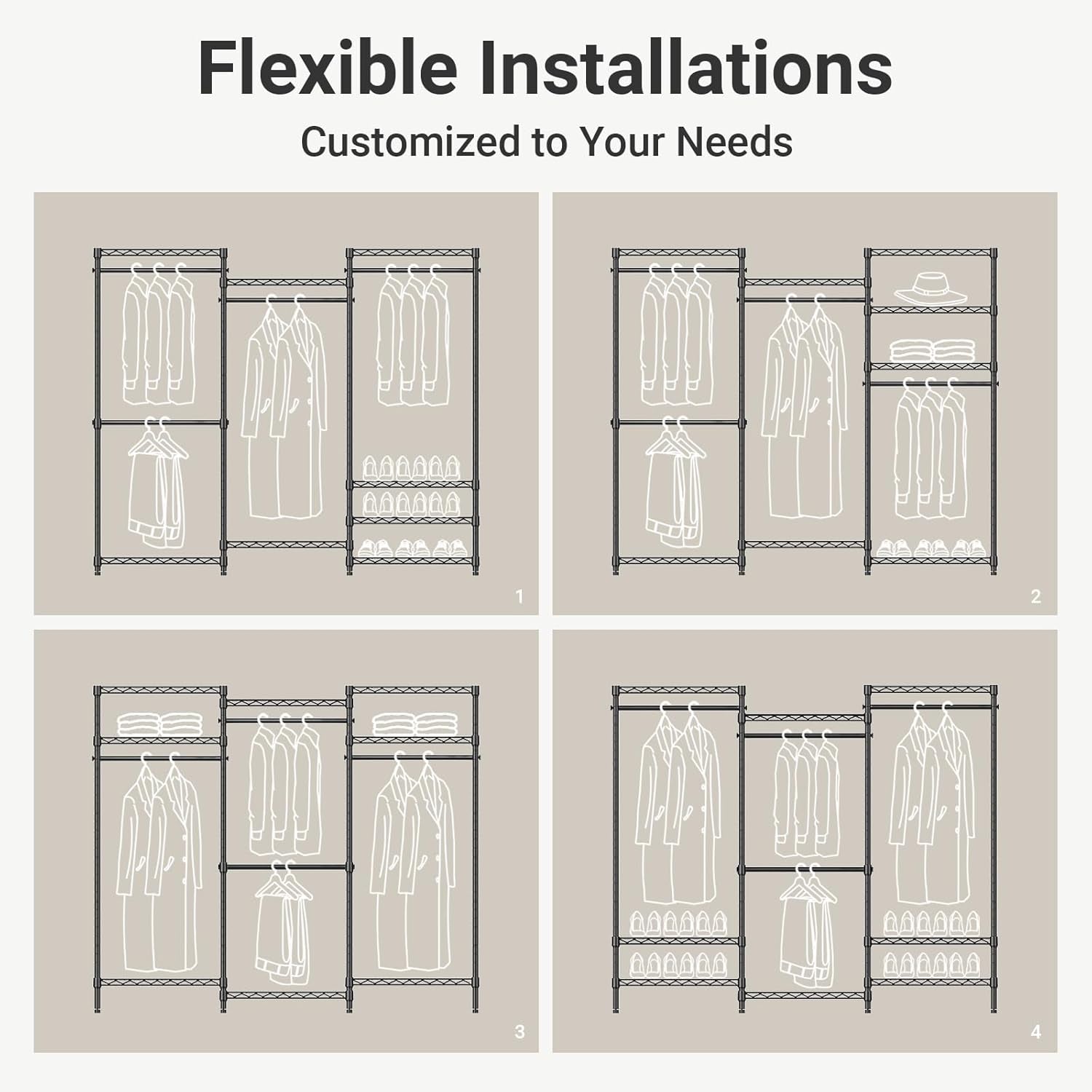 VIPEK V5 Portable Closet Wardrobe Heavy Duty Clothes Rack, Freestanding Clothing Racks with 4 Hang Rods & 8 Shelves, Adjustable Custom Closet Racks, 68.9" L X 15.7" W X 76.4" H, Max Load 800LBS, White