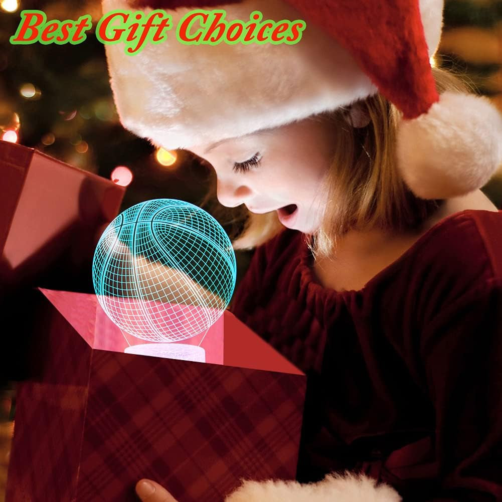 Basketball Night Light,3D LED Illusion Lamp with Remote Controller and USB Cable 16 Colors Changeable Lights Best Birthday Xmas Gift for Basketball Player Children