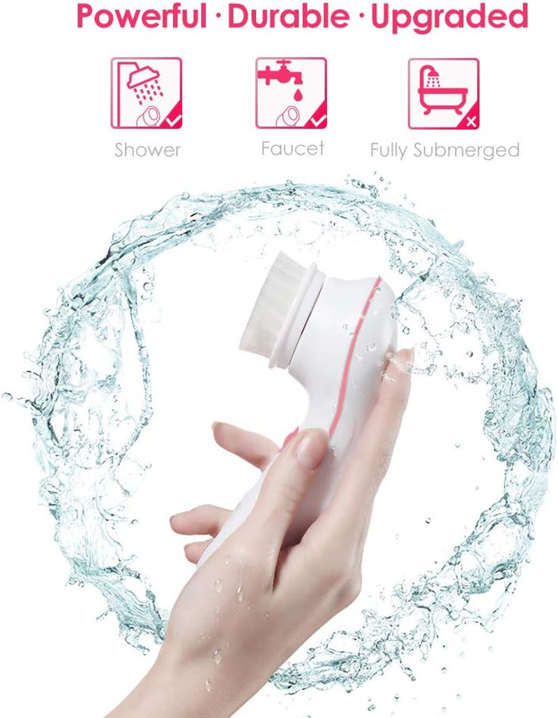 Touchbeauty Facial Cleansing & Exfoliator Brush Set with Travel Case 3 Professional Cleansing Brush Heads for Oil/Sensitive/Combination Skin |Waterproof, Dual Speed