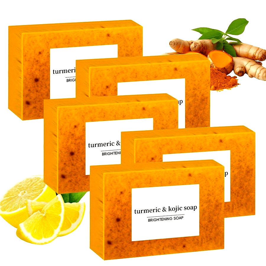 Turmeric and Kojic Acid Soap - Moisturizing, Unisex-Adult, Deeply Cleanses and Moisturizes - Rich in Turmeric, Vitamin E, Olive Oil, Suitable for All Types of Hair and Light Beige
