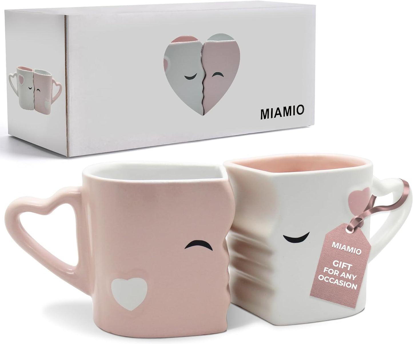MIAMIO - Coffee Mugs/Kissing Mugs Set Ceramic with Gift Box (Red)