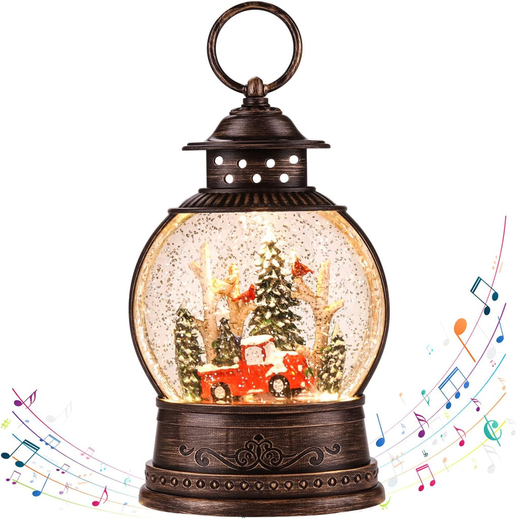 Snow Globe Christmas Decorations Musical Snow Globe Lantern, Christmas Table Lantern Caroler Lighted Water Lanterns USB & Battery Operated, Christma Decor Indoor and Xmas Gifts