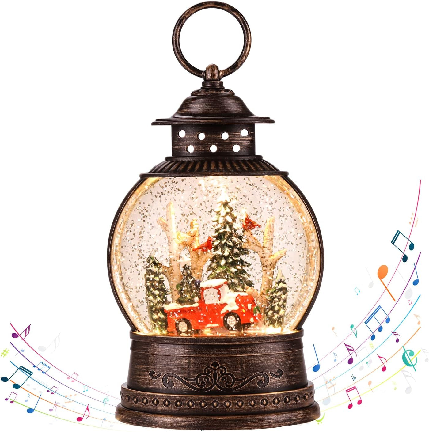 Snow Globe Christmas Decorations Musical Snow Globe Lantern, Christmas Table Lantern Caroler Lighted Water Lanterns USB & Battery Operated, Christma Decor Indoor and Xmas Gifts