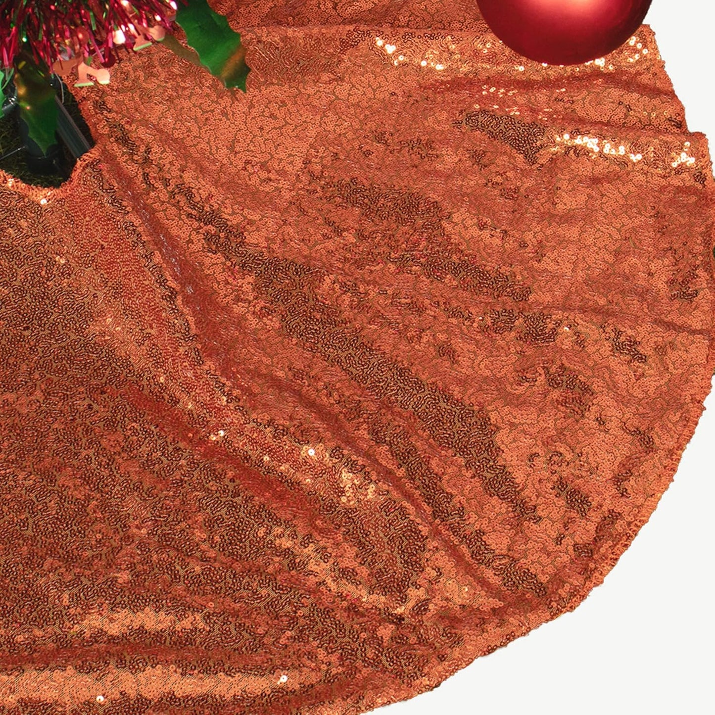 AMZLOKAE 48'' Black Sequin Tree Skirt - Sparkle Christmas/Halloween/Xmas Tree Skirt - Fits 5Ft to 7Ft Trees